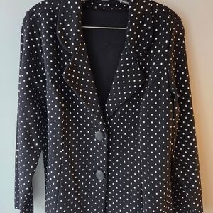 Classic Black and White Polka Dot Blazer